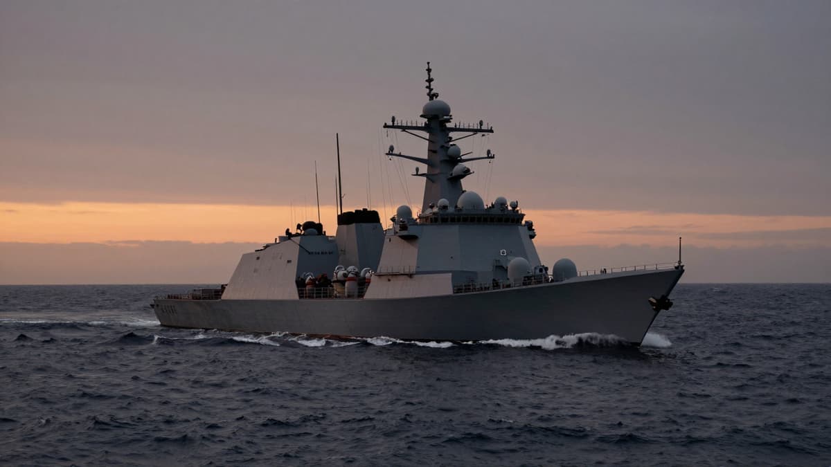 A modern naval destroyer at sea representing the Indian Navy's aggressive posture.