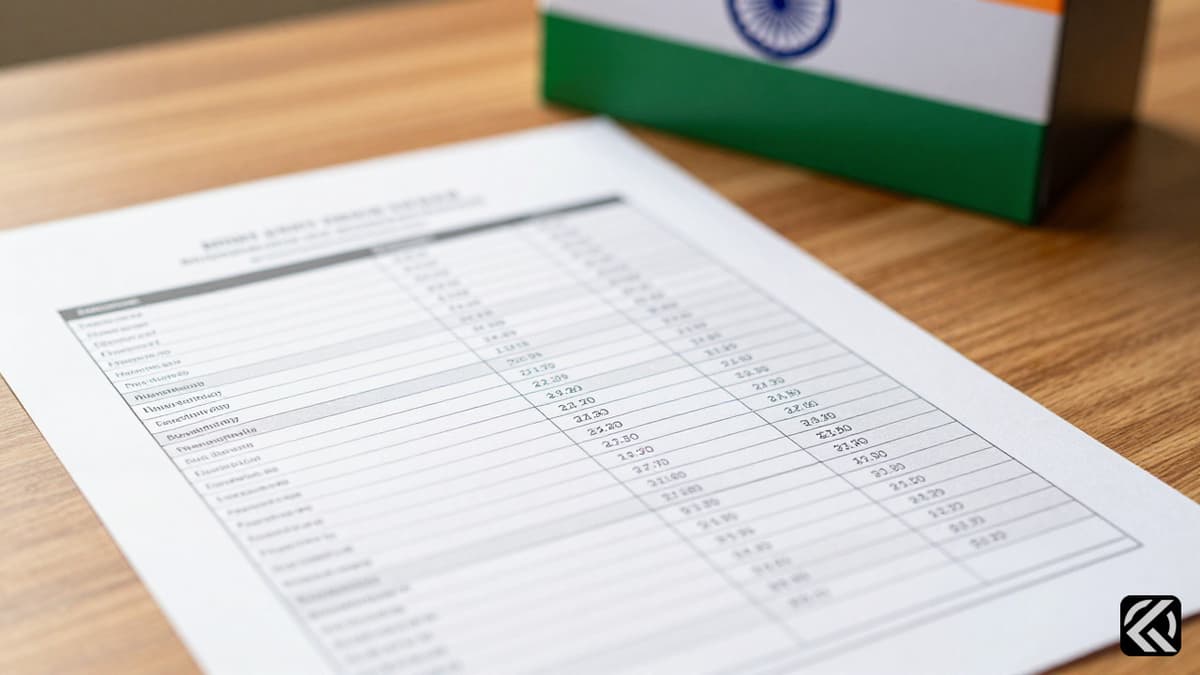 Photorealistic close-up of a West Bengal electoral roll document on a wooden desk with a ballot box in the background.