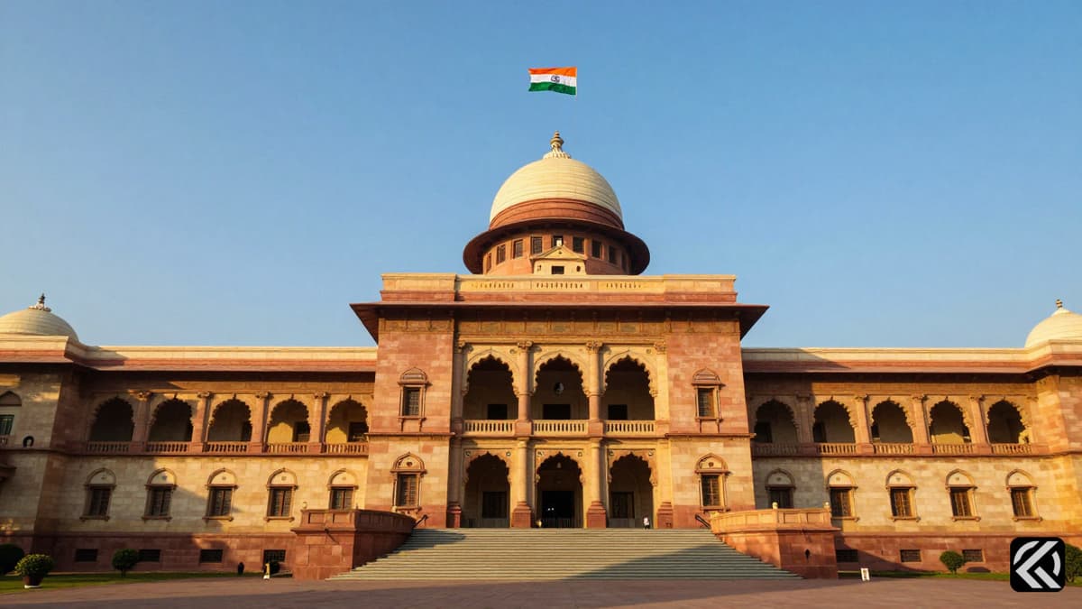 The Raj Bhavan building in Bihar with Indian and state flags flying against a clear sky.