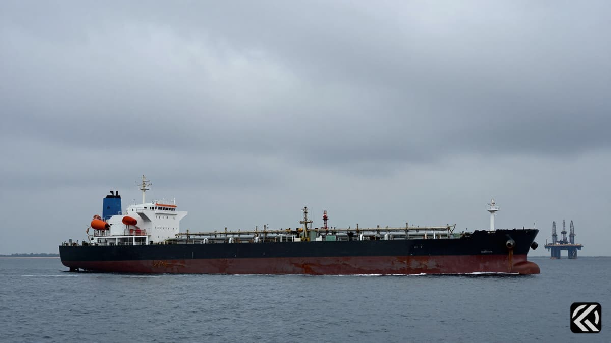 A tanker in the Strait of Hormuz facing maritime trade restrictions amid Middle East conflict