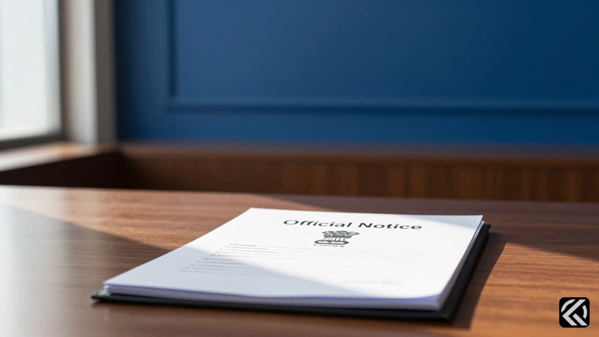 Official emblem of the Election Commission of India on a desk symbolizing administrative authority.