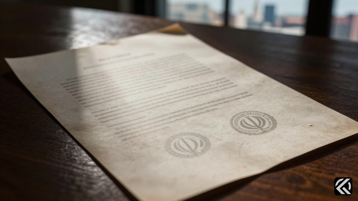 Document with US and Iran symbols on desk representing diplomatic talks.