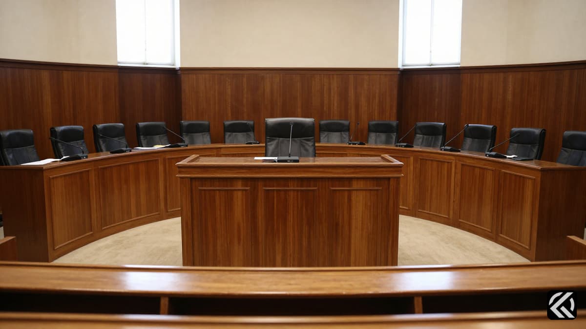 Empty legislative dais in Chennai symbolizing pending government formation after Tamil Nadu polls