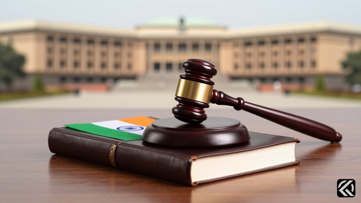 Gavel on book with Indian flag symbolizing TN election results