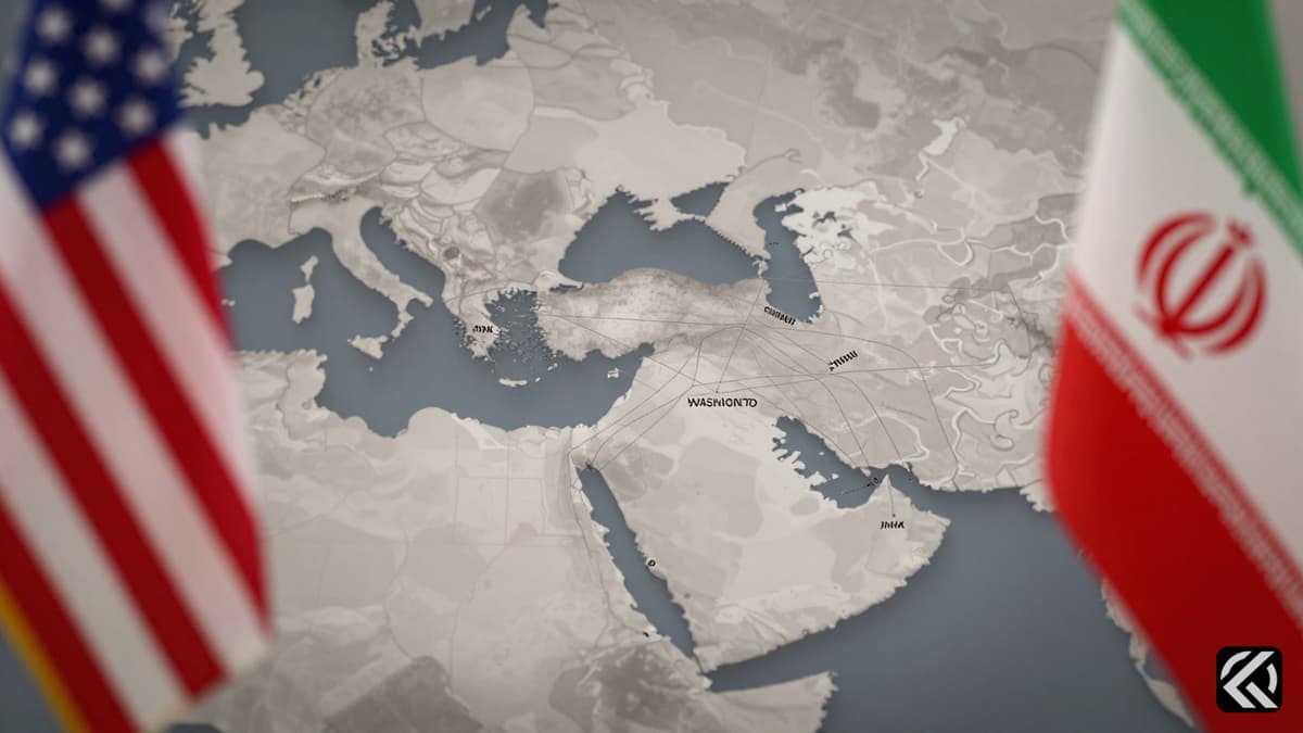 Diplomatic map showing communication links between US and Iran amid ongoing conflict.