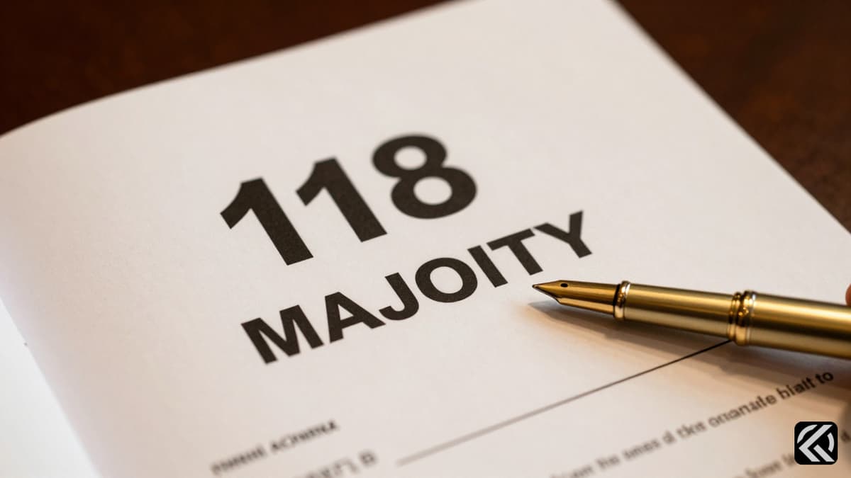 Document showing 118 majority tally in Tamil Nadu legislative assembly.