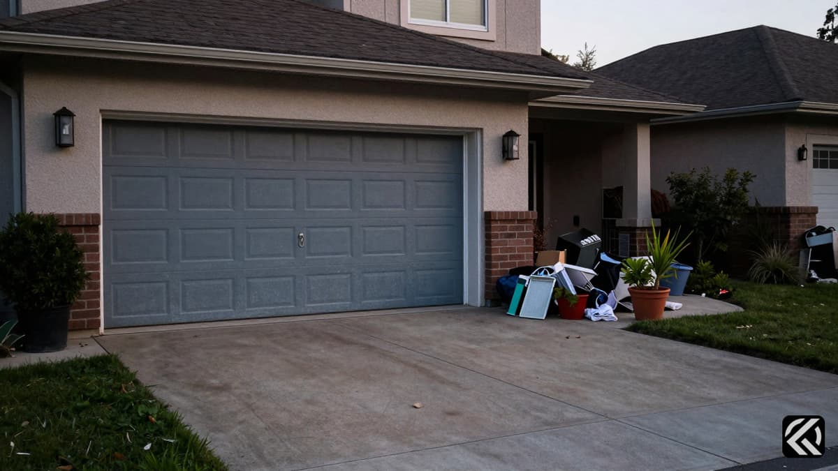 Suburban home exterior with cluttered patio symbolizing the concluded search for missing remains.