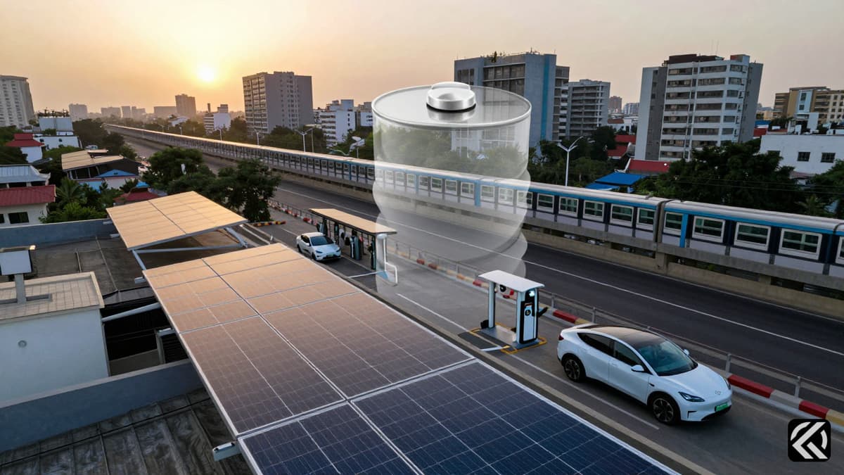 Solar panels and EV charging station symbolizing sustainable energy and conservation efforts