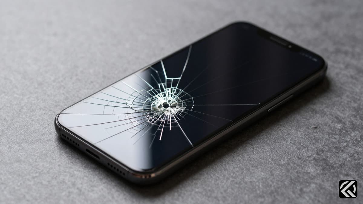 Cracked phone screen symbolizing digital inequality in Iran.