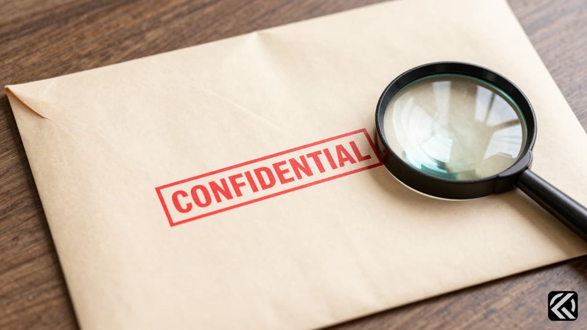 Sealed exam envelope with magnifying glass symbolizing investigation into NEET paper leak.
