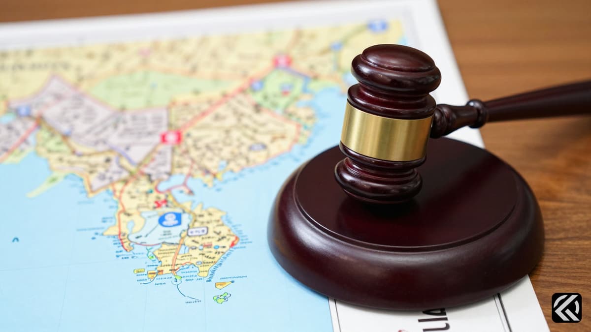 Gavel and Tamil Nadu map symbolizing legislative power and political division