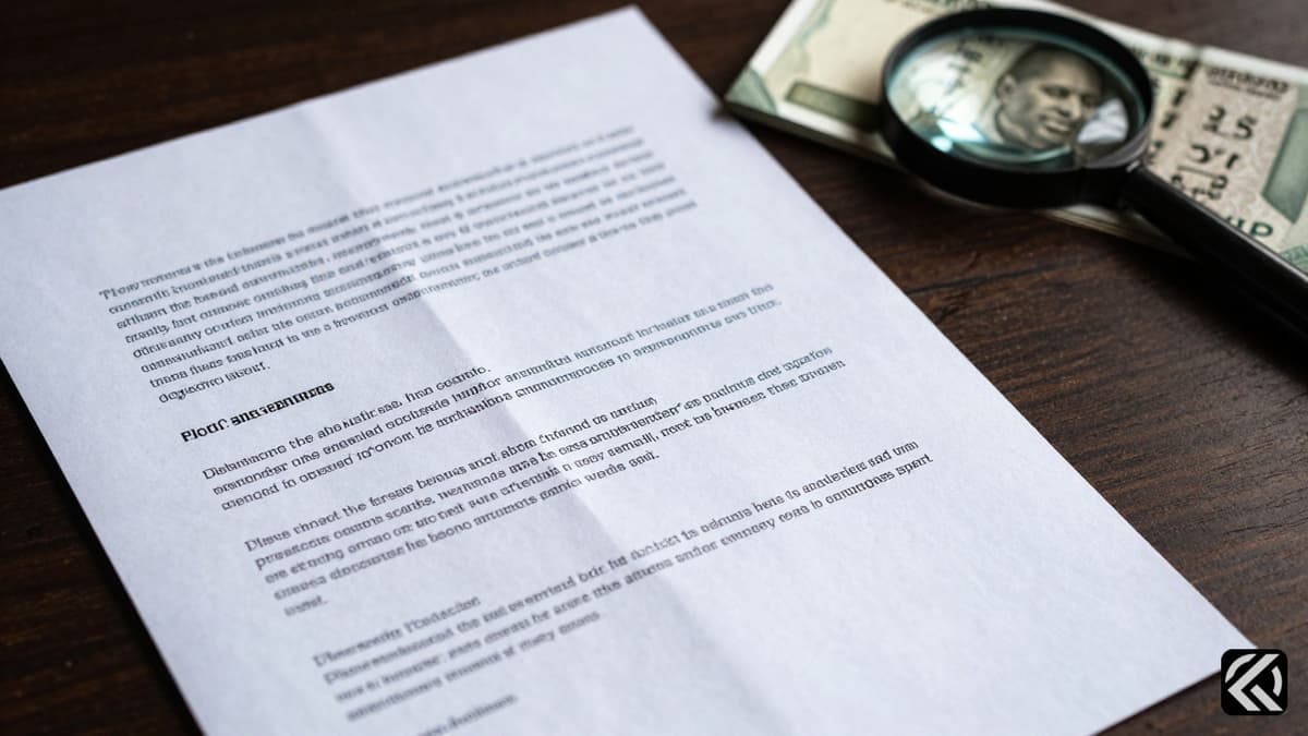 Crumpled paper and Indian currency on a desk symbolizing exam fraud trade