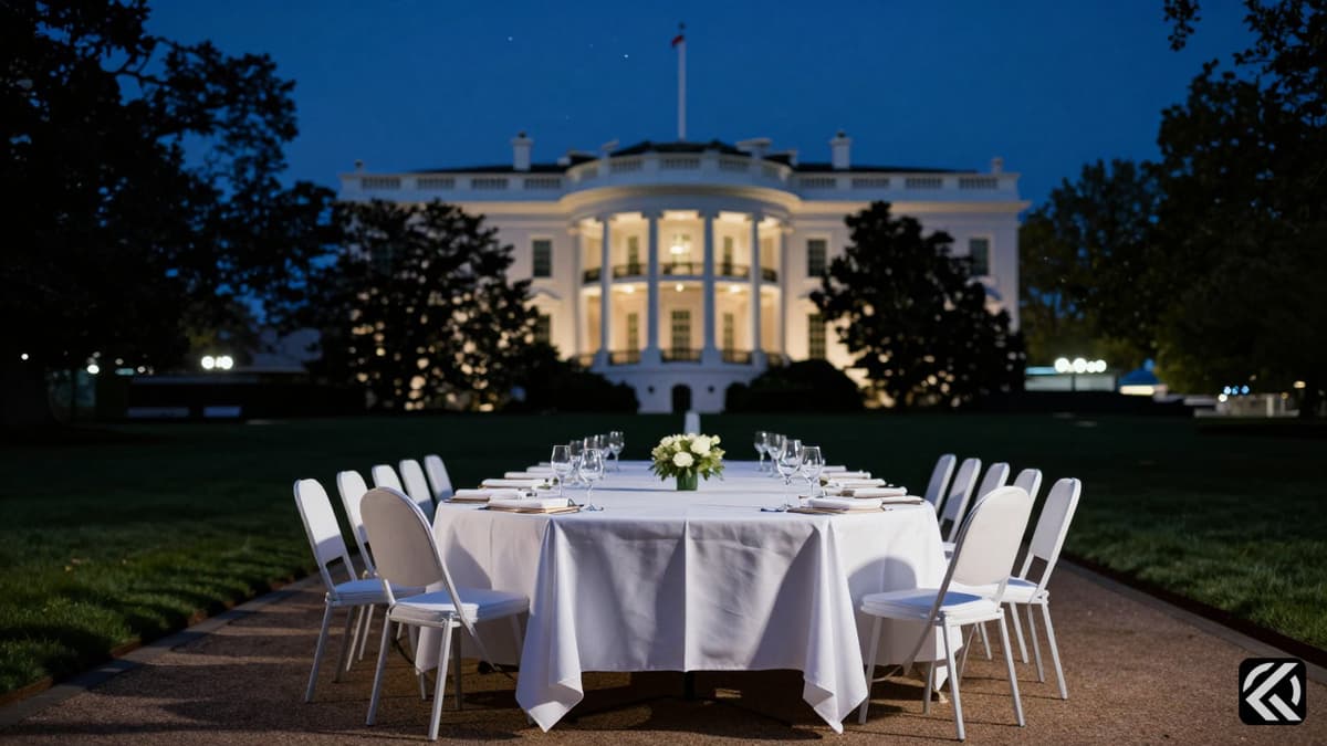 Rose Garden dinner table at the White House symbolizing political strategy