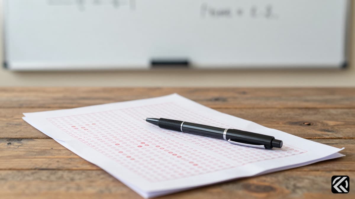 Crumpled exam sheet and pen on wooden table symbolizing academic fraud and the NEET leak scandal
