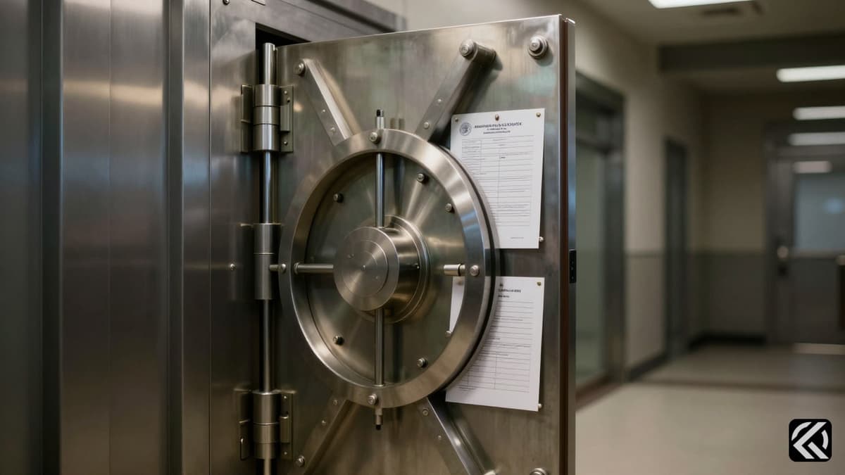 Vault door symbolizing security breach in medical exams