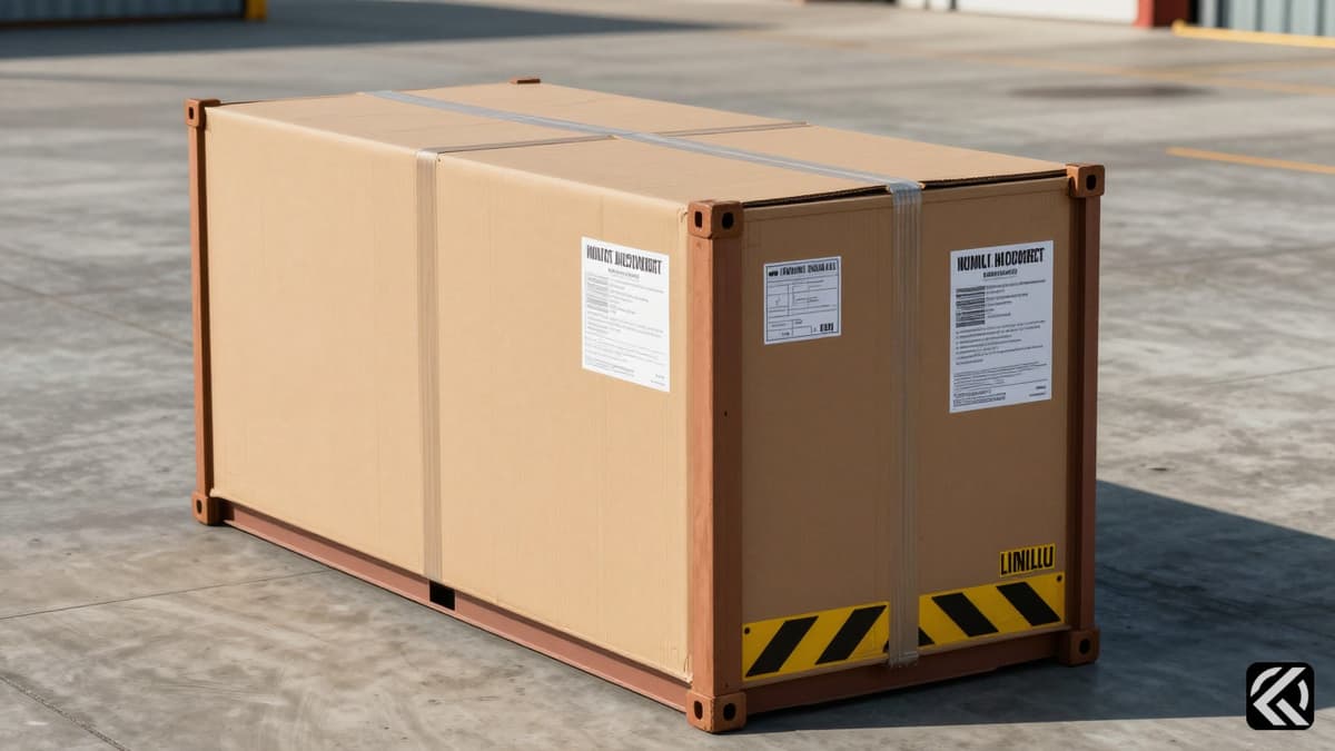 Large sealed shipping container on a dock representing a major drug seizure.