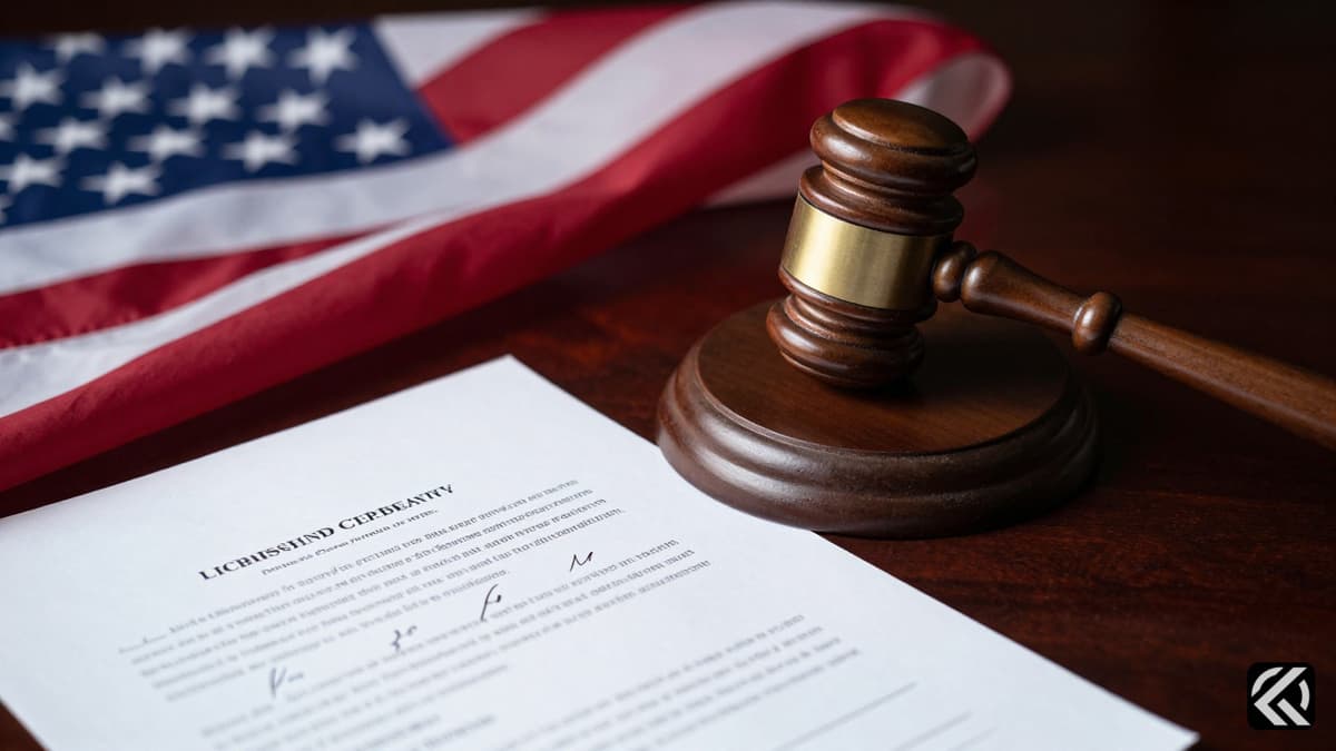 Wooden gavel on a desk beside a US flag symbolizing political power shift