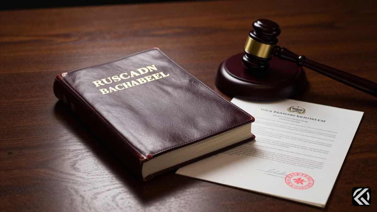 Leather ledger and gavel on desk symbolizing legal finality of Trump settlement.