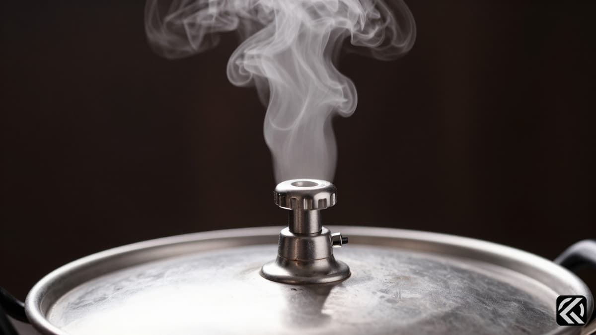Steam releasing from a pressure cooker valve symbolizing public sentiment.