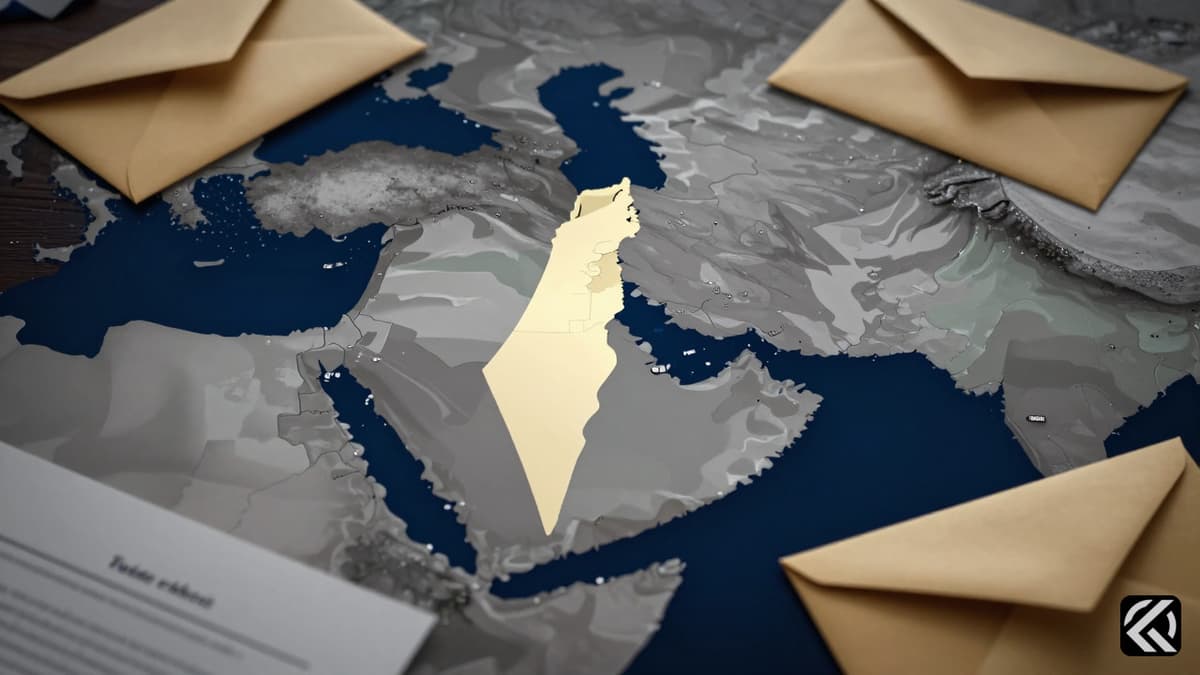 Diplomatic map highlighting Israel and Pakistan with treaty documents on a table