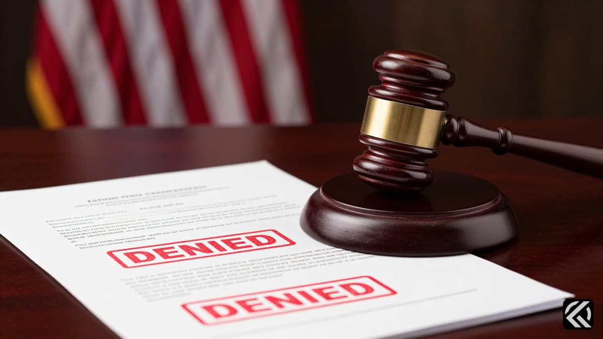 Gavel and denied documents symbolizing political defeat.