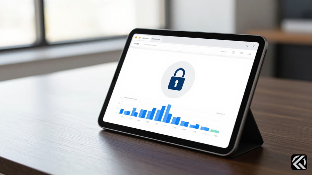Tablet showing financial data on a desk symbolizing secure tax information access.