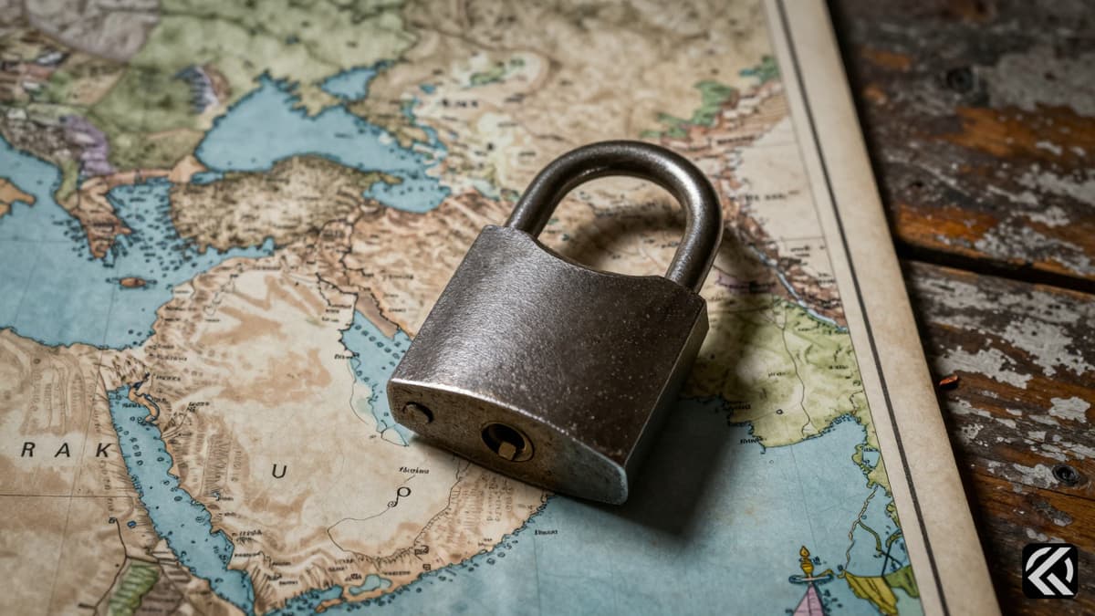 Iron padlock on map representing stalled Iran negotiations