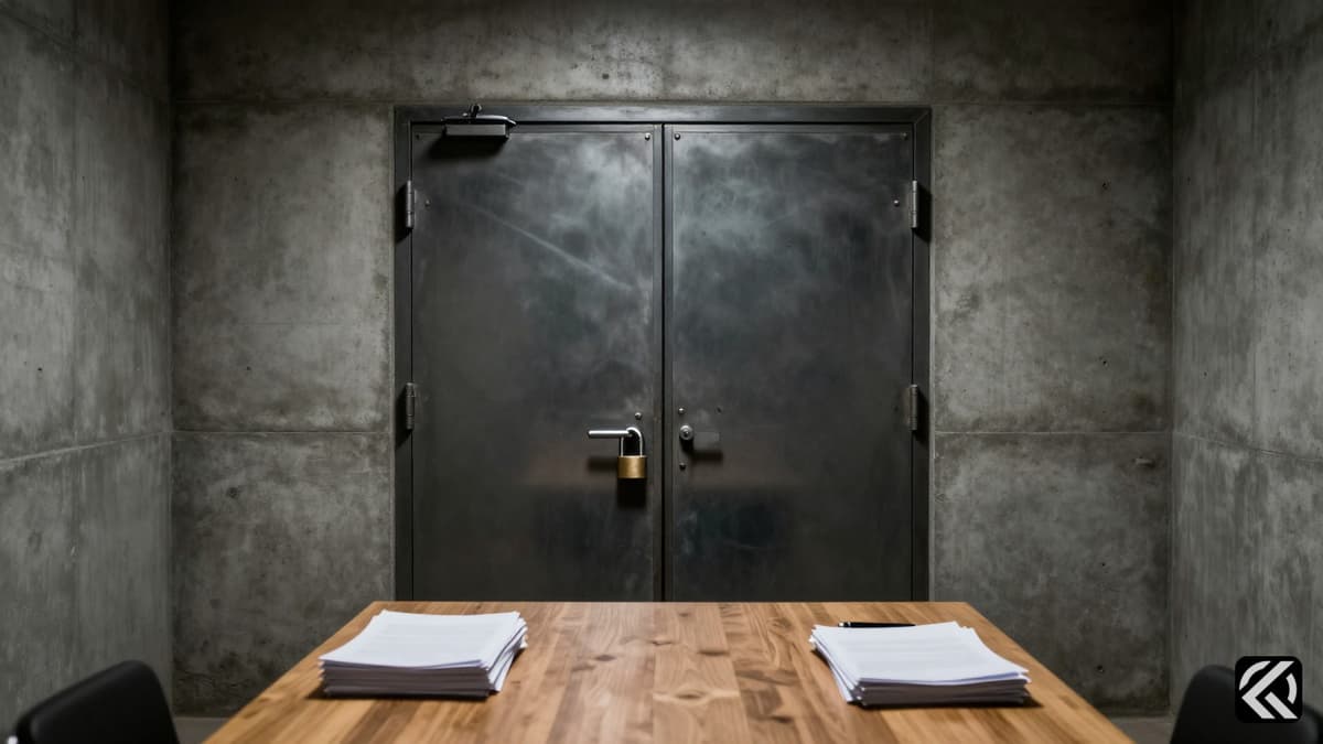 Secure room with padlocked door representing exam confidentiality.