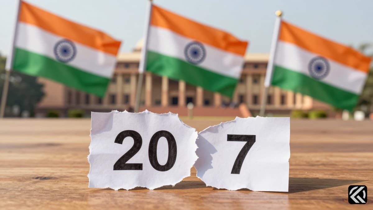 Torn paper with number 20 and political party flags symbolizing political division near parliament.