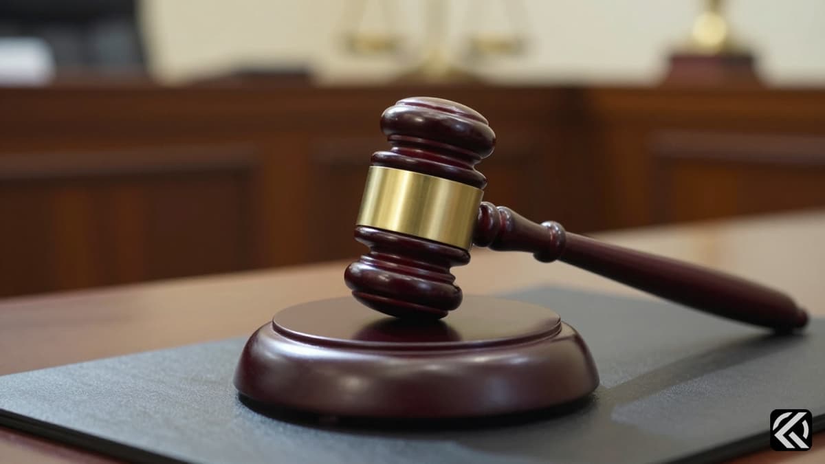 Close-up of a judge's gavel on a wooden block in a courtroom, symbolizing legal proceedings in Patna.