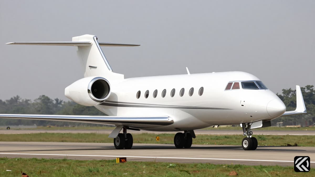Chartered plane taxiing on runway representing political strategy in India