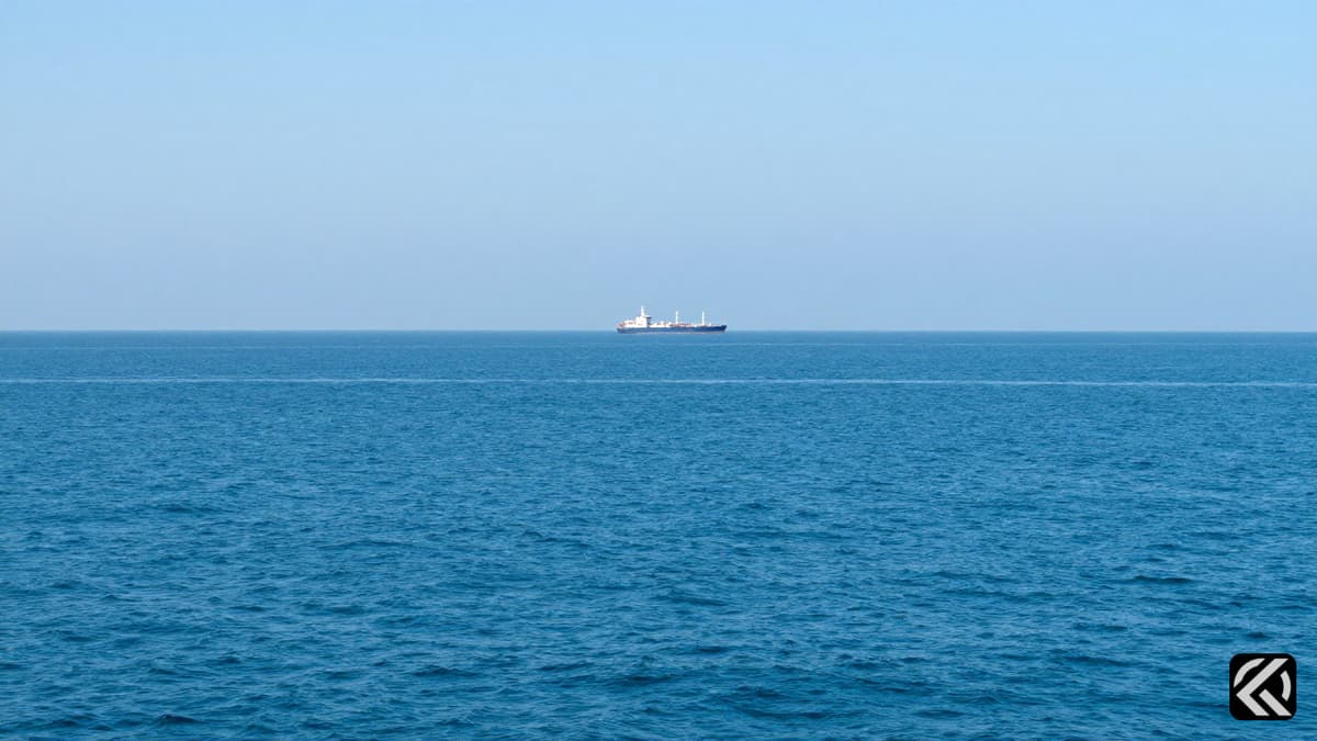 Commercial shipping vessel on calm sea waters symbolizing safe trade routes