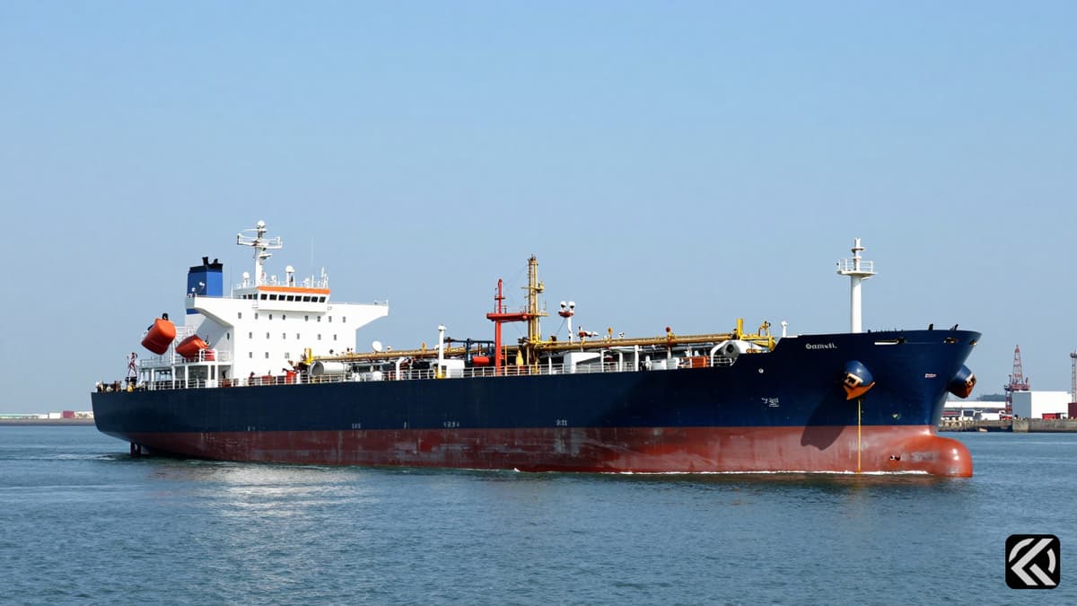 Oil tanker at sea near coastal infrastructure symbolizing energy market recovery