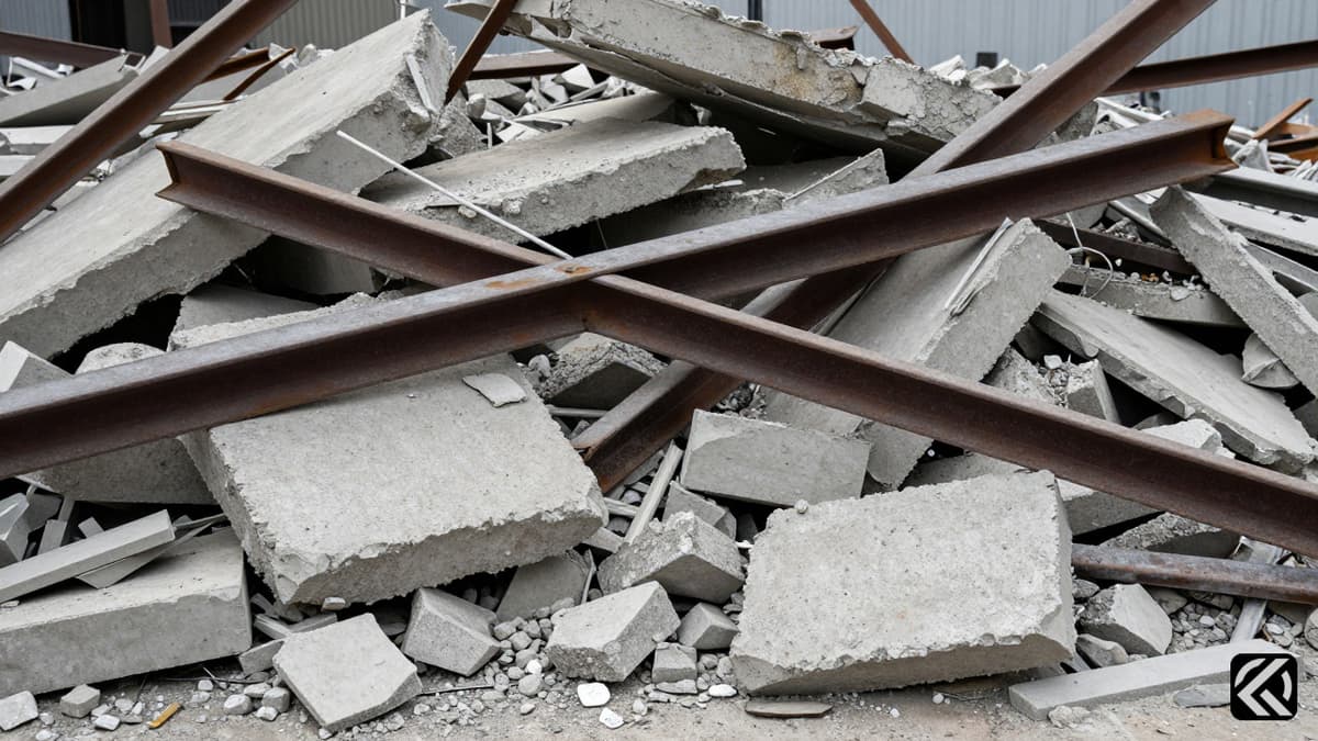Rubble from collapsed buildings in Colombia following the 7.4 magnitude seismic event.