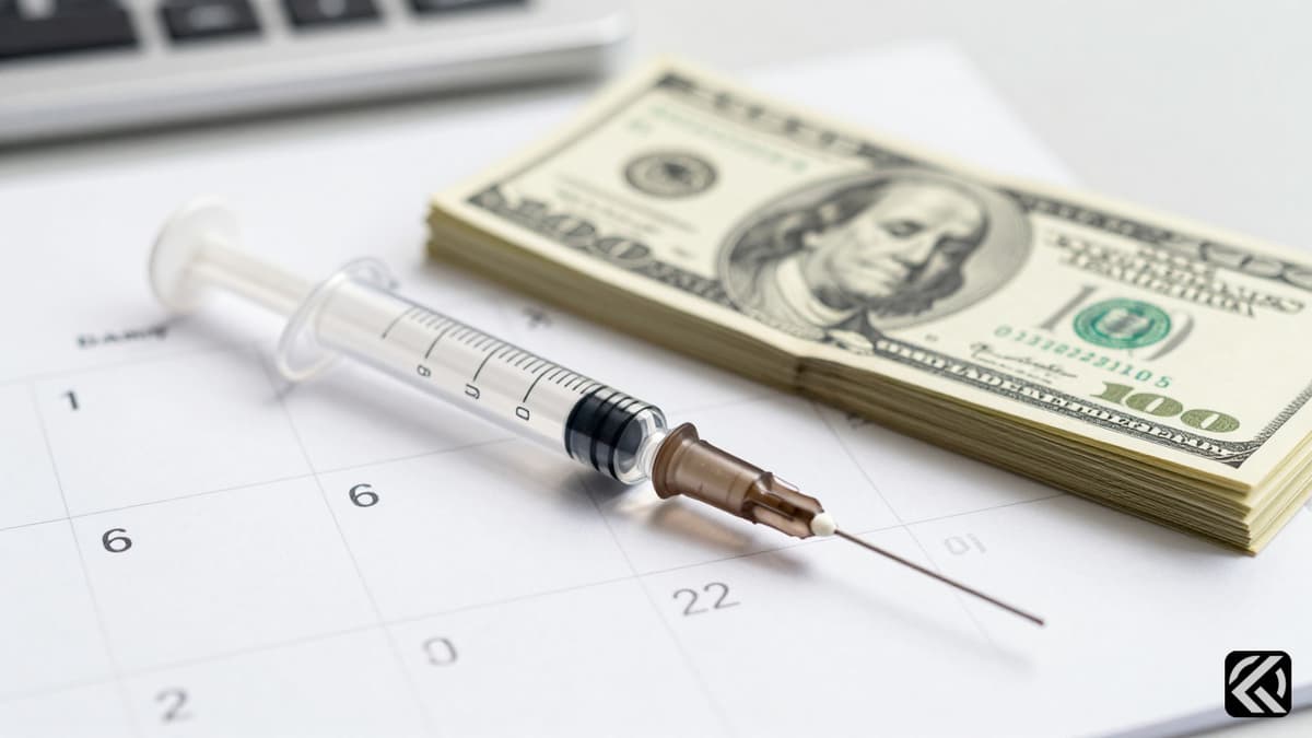 Syringe and dollar bills symbolizing vaccine costs