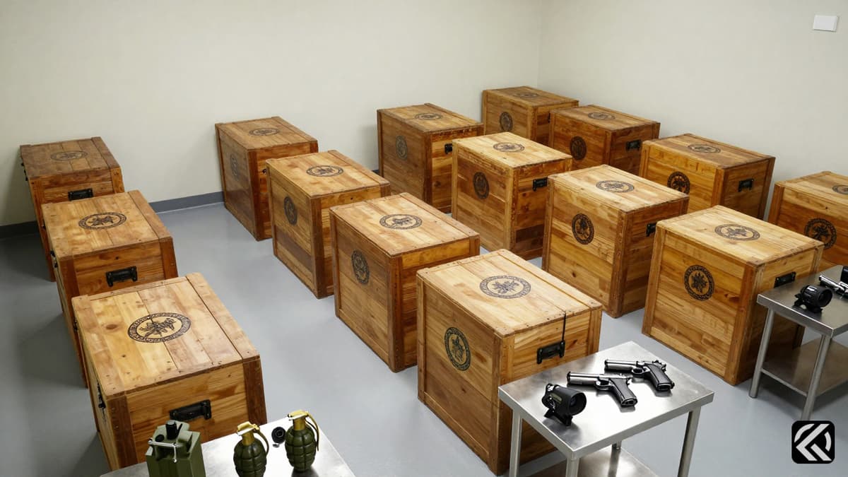 Confiscated explosives and surveillance equipment from the terror network displayed in a secure government facility.