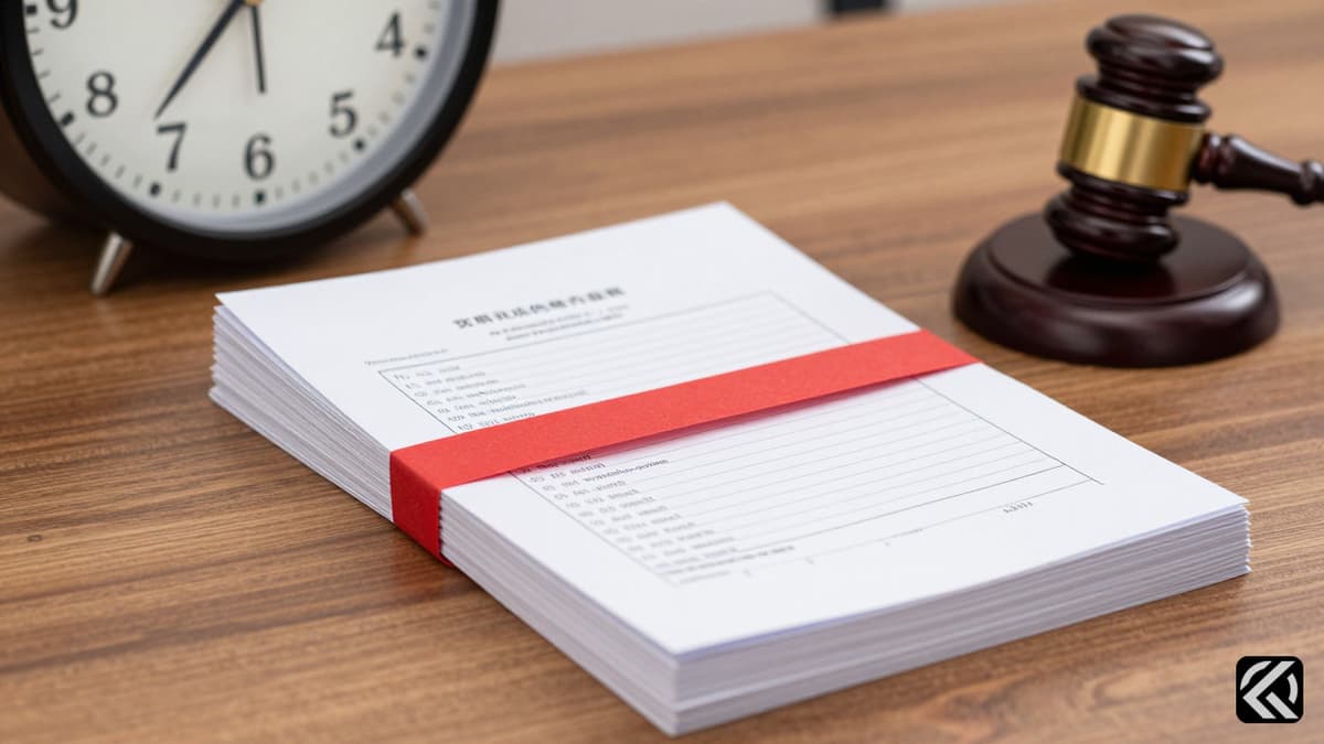 Red tape and official documents symbolizing exam cancellation and administrative hurdles