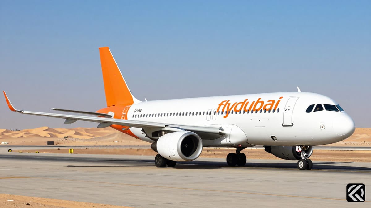 Flydubai aircraft on a tarmac in Tabuk Saudi Arabia after an emergency landing