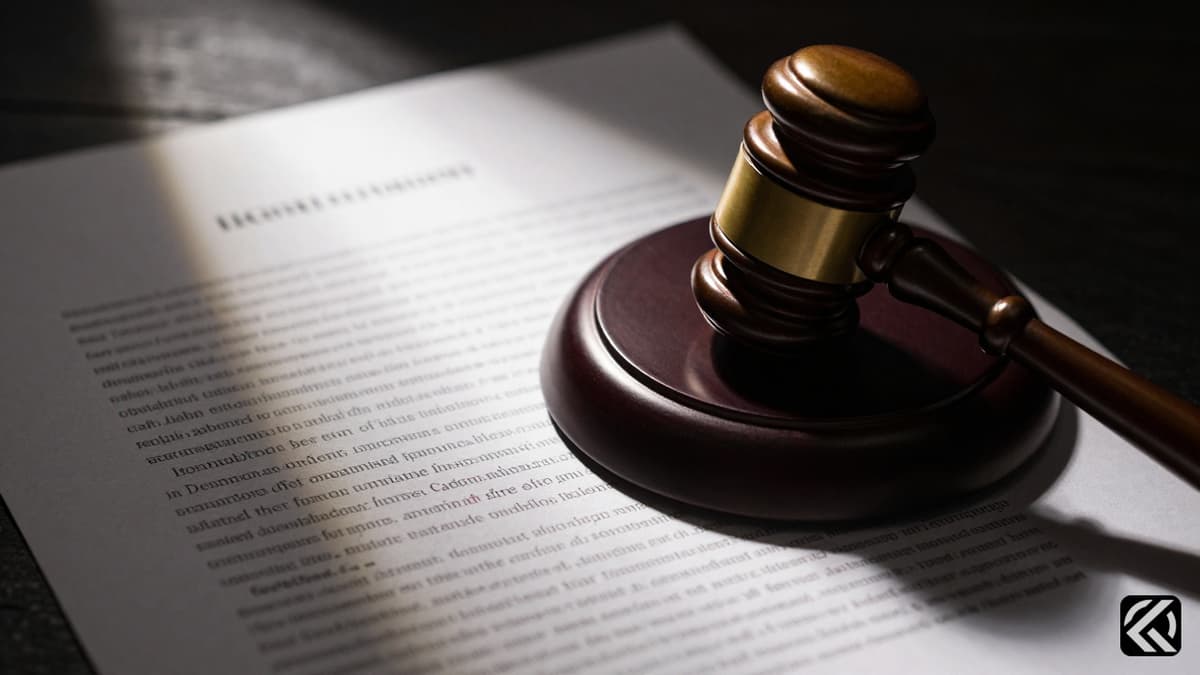 Gavel on legal document symbolizing justice